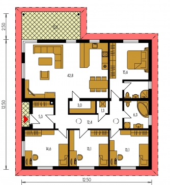 Floor plan of ground floor - BUNGALOW 186